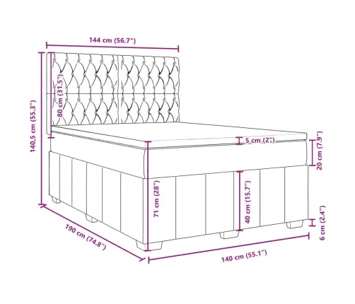 Atsperu Gulta Ar Matraci, Tumši Pelēka Audums, 140X190 Cm Vidaxl
