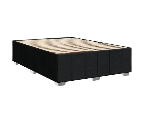Atsperu Gulta Ar Matraci, Melna Audums, 140X190 Cm Vidaxl