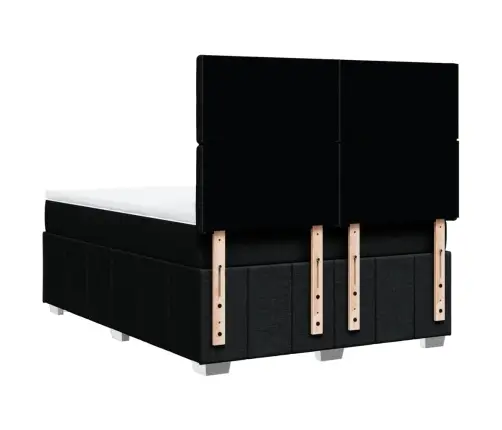 Atsperu Gulta Ar Matraci, Melna Audums, 140X190 Cm Vidaxl