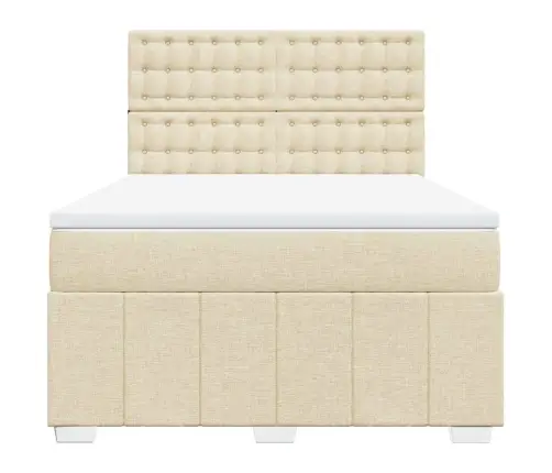 Atsperu Gulta Ar Matraci, Krēmkrāsas Audums, 140X190 Cm Vidaxl