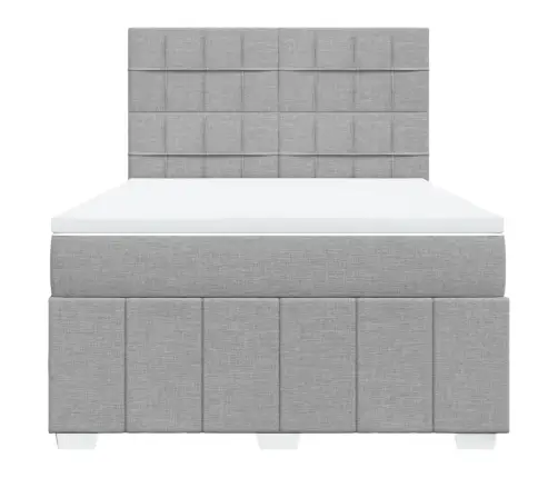 Atsperu Gultas Rāmis Ar Matraci, Gaiši Pelēka Audums, 140X200Cm Vidaxl