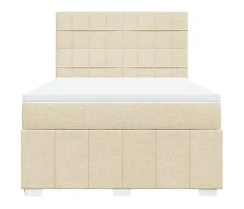 Atsperu Gulta Ar Matraci, Krēmkrāsas, 140X200 Cm, Audums Vidaxl