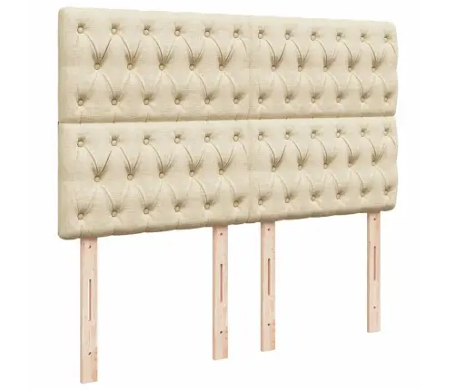 Lova Su Spyruoklėmis Ir Čiužiniu, Kreminė, 140X200 cm Audinys