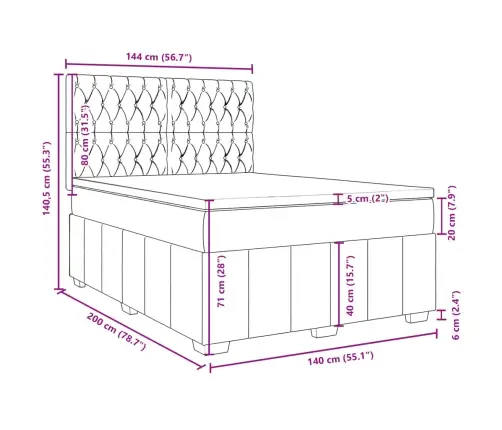 Lova Su Spyruoklėmis Ir Čiužiniu, Mėlyna, 140X200 cm Audinys
