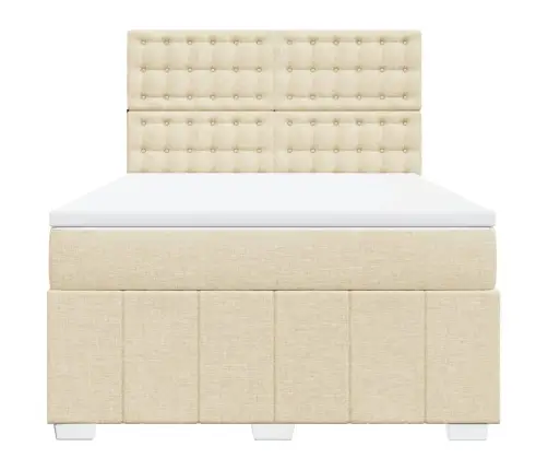 Atsperu Gulta Ar Matraci, Krēmkrāsas, 140X200 Cm, Audums Vidaxl
