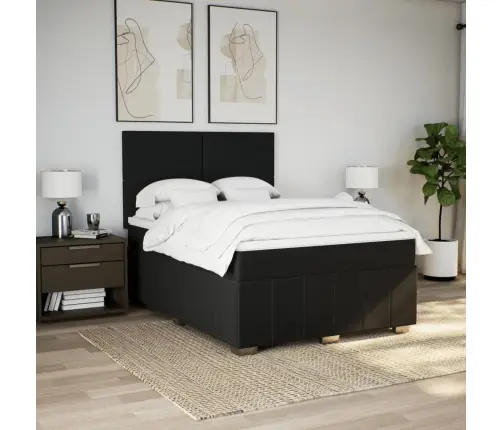 Atsperu Gulta Ar Matraci, Melns, 160X200 Cm, Audums Vidaxl