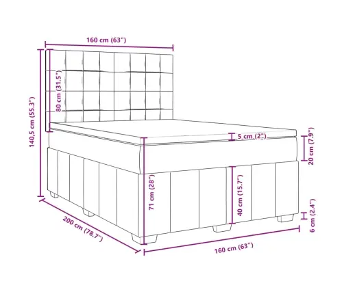Atsperu Gulta Ar Matraci, Tumši Pelēks, 160X200 Cm, Audums Vidaxl