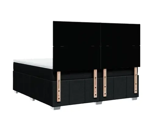 Lova Su Spyruoklėmis Ir Čiužiniu, Juoda, 180X200 cm Audinys