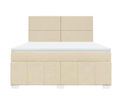 Lova Su Spyruoklėmis Ir Čiužiniu, Kreminė, 180X200 cm Audinys