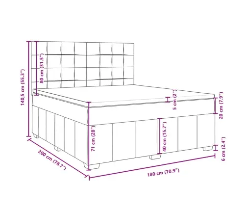 Kontinentaalvoodi Madratsiga, Helehall, 180X200 cm Kangas