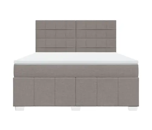 Atsperu Gulta Ar Matraci, Pelēkbrūns, 180X200 Cm, Audums Vidaxl