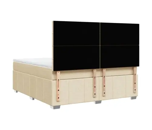 Atsperu Gulta Ar Matraci, Krēmkrāsas, 180X200 Cm, Audums Vidaxl