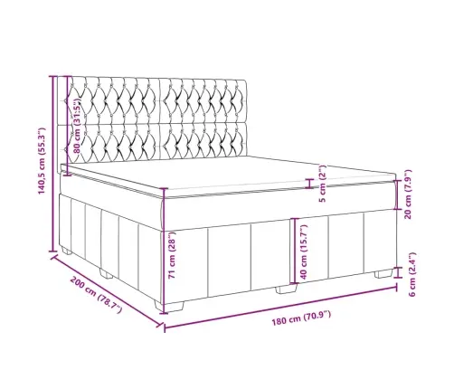 Lova Su Spyruoklėmis Ir Čiužiniu, Pilka, 180X200cm Audinys