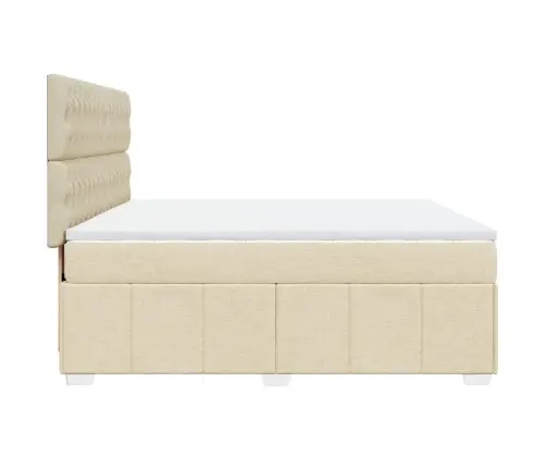 Atsperu Gulta Ar Matraci, Krēmkrāsas, 180X200 Cm, Audums Vidaxl