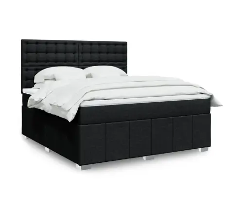 Atsperu Gulta Ar Matraci, Melns, 180X200 Cm, Audums Vidaxl