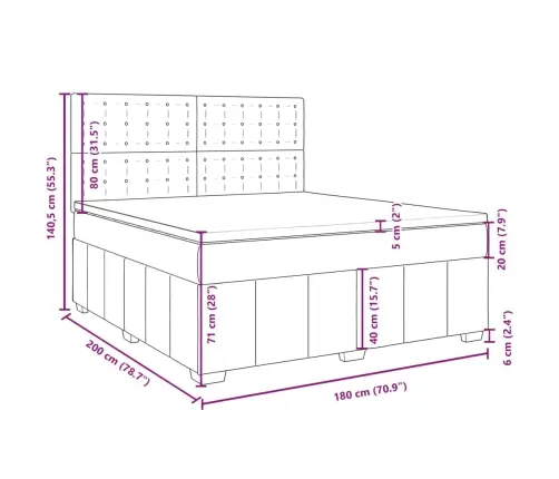 Atsperu Gulta Ar Matraci, Tumši Brūns, 180X200 Cm, Audums Vidaxl