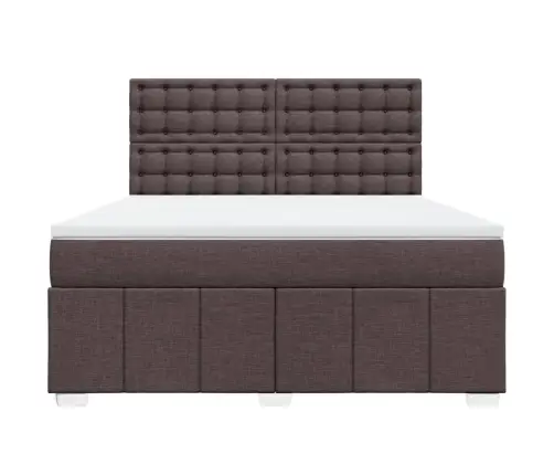 Atsperu Gulta Ar Matraci, Tumši Brūns, 180X200 Cm, Audums Vidaxl