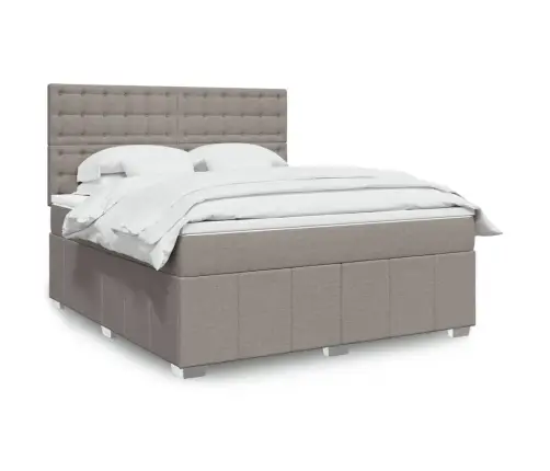 Atsperu Gulta Ar Matraci, Pelēkbrūns, 180X200 Cm, Audums Vidaxl