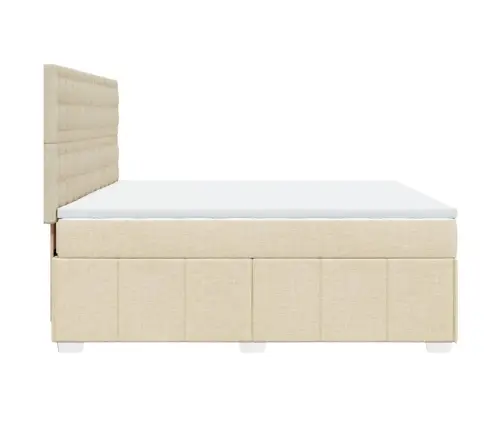 Lova Su Spyruoklėmis Ir Čiužiniu, Kreminė, 180X200 cm Audinys