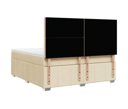 Lova Su Spyruoklėmis Ir Čiužiniu, Kreminė, 180X200 cm Audinys