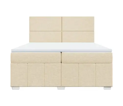 Lova Su Spyruoklėmis Ir Čiužiniu, Kreminė, 200X200 cm Audinys