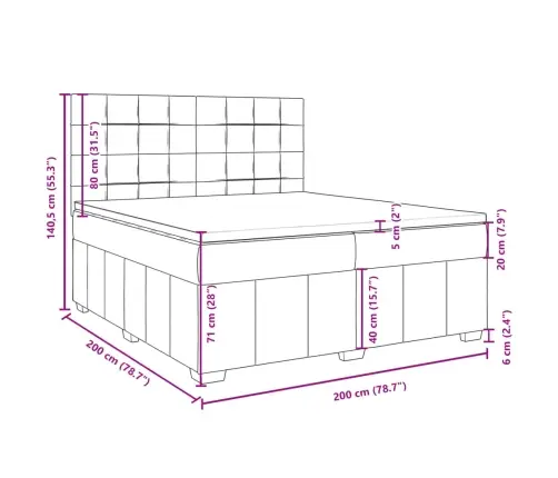 Kontinentaalvoodi Madratsiga, Tumepruun, 200X200 cm Kangas