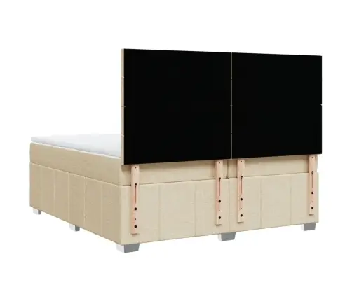 Lova Su Spyruoklėmis Ir Čiužiniu, Kreminė, 200X200 cm Audinys