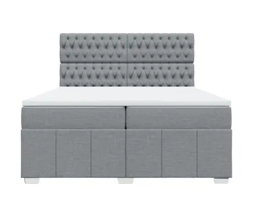 Atsperu Gulta Ar Matraci, Gaiši Pelēka Audums, 200X200Cm Vidaxl