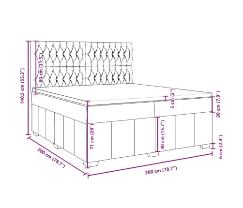 Atsperu Gultas Rāmis Ar Matraci, Tumši Brūna, 200X200Cm, Audums Vidaxl
