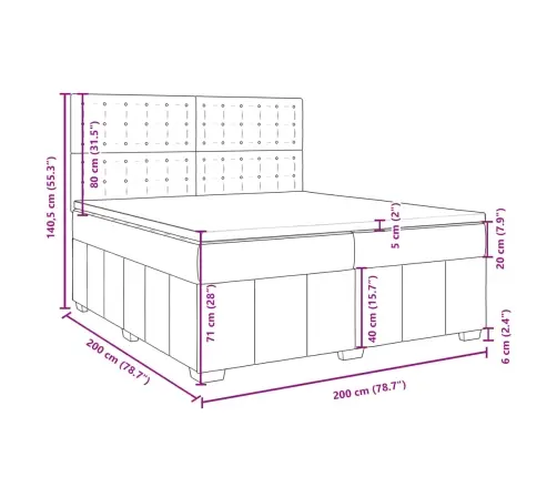 Atsperu Gultas Rāmis Ar Matraci, Krēmkrāsas Audums, 200X200 Cm Vidaxl