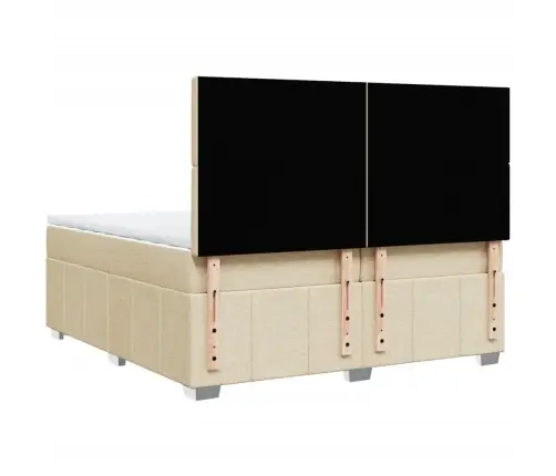 Atsperu Gultas Rāmis Ar Matraci, Krēmkrāsas Audums, 200X200 Cm Vidaxl