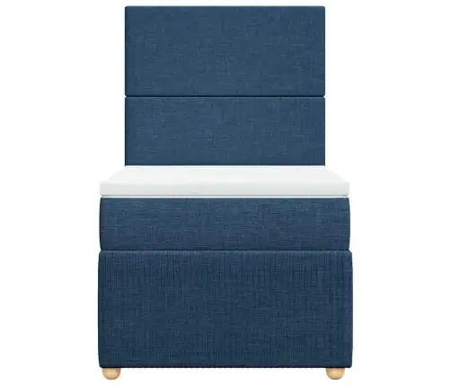 Atsperu Gultas Rāmis Ar Matraci, Zils, 80X200 Cm, Audums Vidaxl