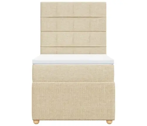 Atsperu Gultas Rāmis Ar Matraci, Krēmkrāsas, 80X200 Cm, Audums Vidaxl