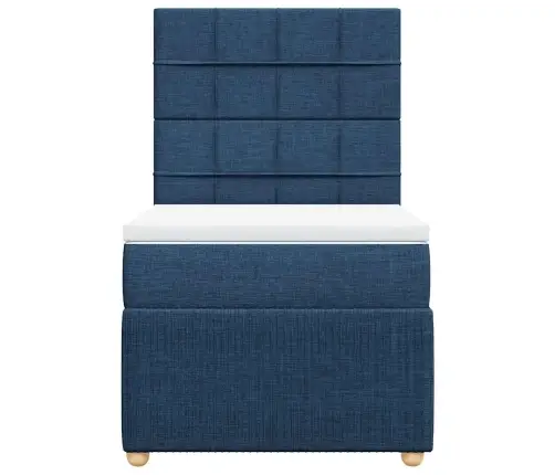 Atsperu Gultas Rāmis Ar Matraci, Zils, 80X200 Cm, Audums Vidaxl