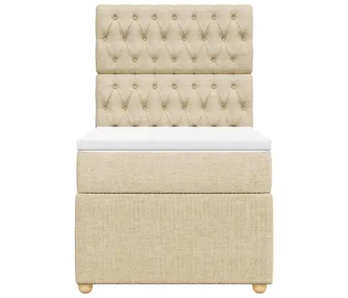 Lova Su Spyruoklėmis Ir Čiužiniu, Kreminė, 80X200cm Audinys