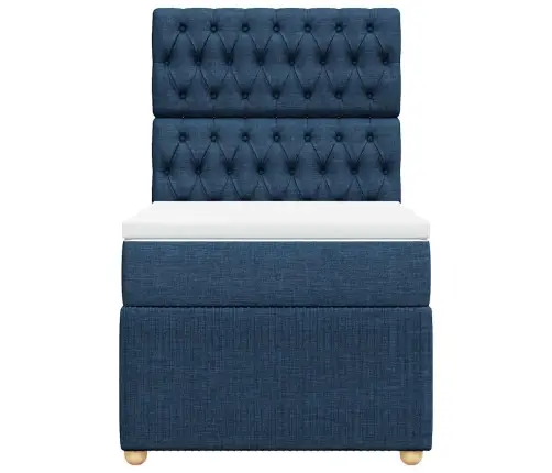 Atsperu Gultas Rāmis Ar Matraci, Zils, 80X200 Cm, Audums Vidaxl