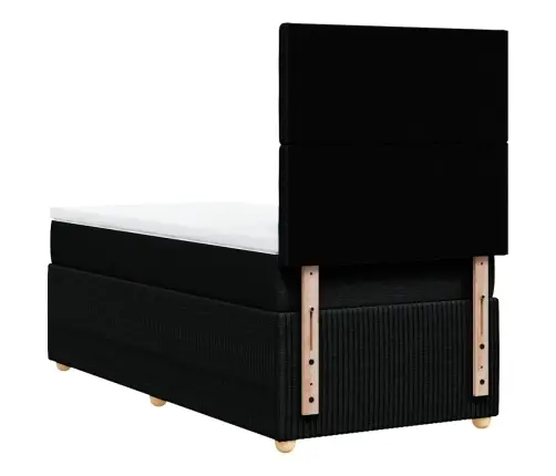 Atsperu Gultas Rāmis Ar Matraci, Melna, 80X200 Cm, Audums Vidaxl