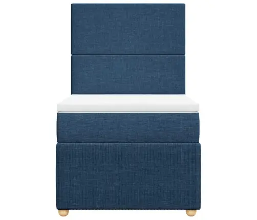 Atsperu Gultas Rāmis Ar Matraci, Zils, 90X190 Cm, Audums Vidaxl