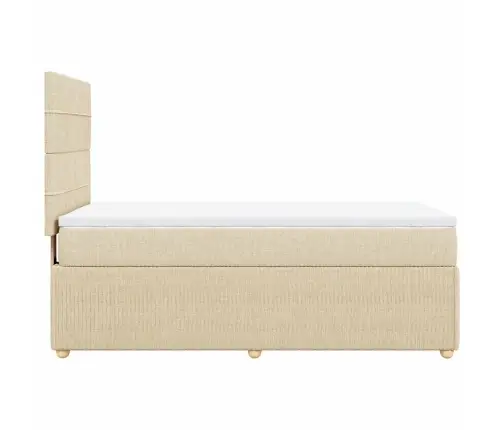 Atsperu Gulta Ar Matraci, Krēmkrāsas, 90X190 Cm, Audums Vidaxl