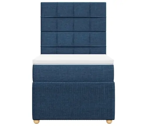 Atsperu Gultas Rāmis Ar Matraci, Zils, 90X190 Cm, Audums Vidaxl