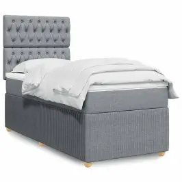 Lova Su Spyruoklėmis Ir Čiužiniu, Pilka, 90X190 cm Audinys