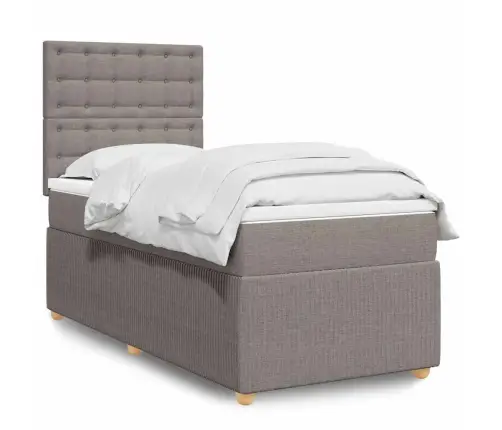 Lova Su Spyruoklėmis Ir Čiužiniu, Taupe, 90X190 cm Audinys