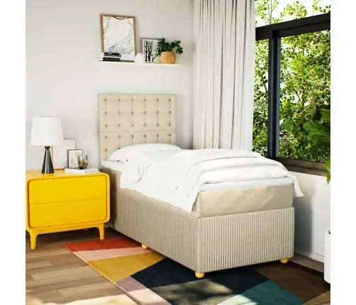 Kontinentaalvoodi Madratsiga, Kreemjas, 90X190 cm Kangas