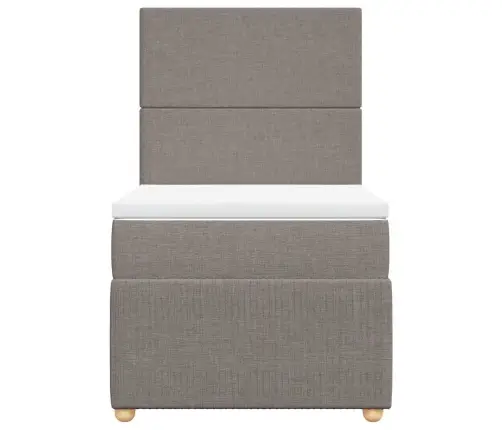 Atsperu Gultas Rāmis Ar Matraci, Pelēkbrūns, 90X200 Cm, Audums Vidaxl