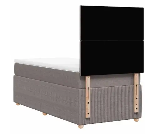 Atsperu Gultas Rāmis Ar Matraci, Pelēkbrūns, 90X200 Cm, Audums Vidaxl