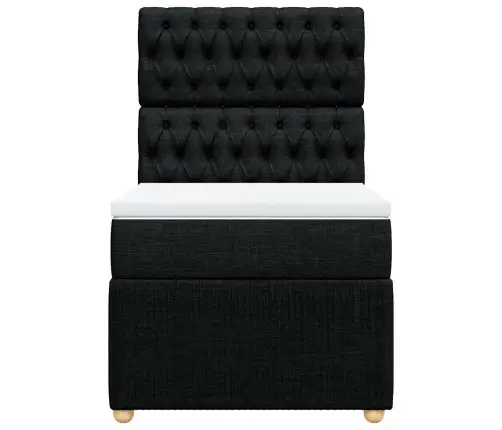 Atsperu Gultas Rāmis Ar Matraci, Melna, 90X200 Cm, Audums Vidaxl