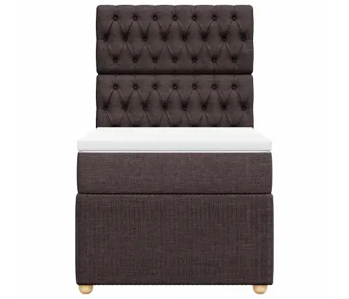 Atsperu Gultas Rāmis Ar Matraci, Tumši Brūna, 90X200 Cm, Audums Vidaxl