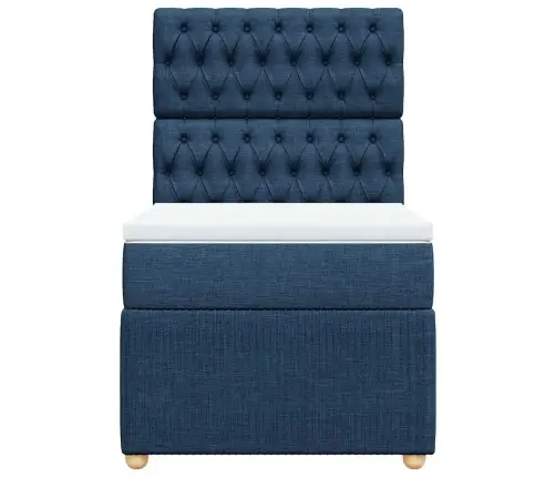 Atsperu Gultas Rāmis Ar Matraci, Zils, 90X200 Cm, Audums Vidaxl