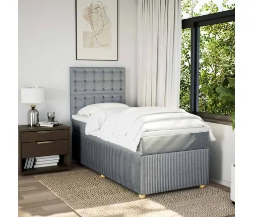 Atsperu Gulta Ar Matraci, Gaiši Pelēka, 90X200 Cm, Audums Vidaxl