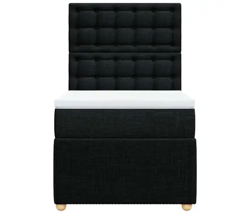 Atsperu Gultas Rāmis Ar Matraci, Melna, 90X200 Cm, Audums Vidaxl